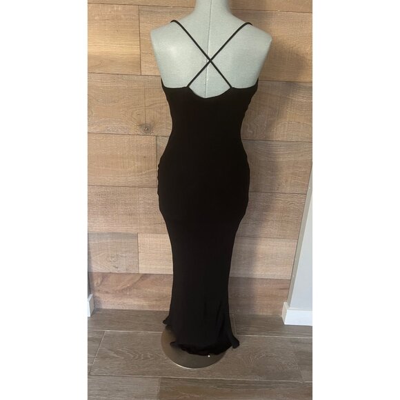 TRIO NEW YORK SLEEVELESS BLACK SILK DRESS GOWN SIZE 2 - Picture 4 of 6